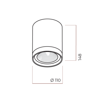 ALEDO, накладной акцентный диммируемый светильник BIG TRUMP, чёрный, размеры